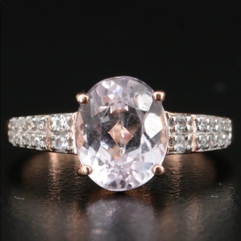 10k solid gold Kunzite Zircon ring